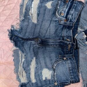 Aeropostale Women's Distressed Blue Denim Shorts